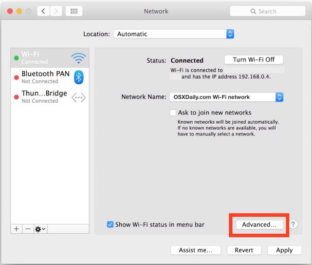 đổi dns WiFi/Ethernet trên MacOS