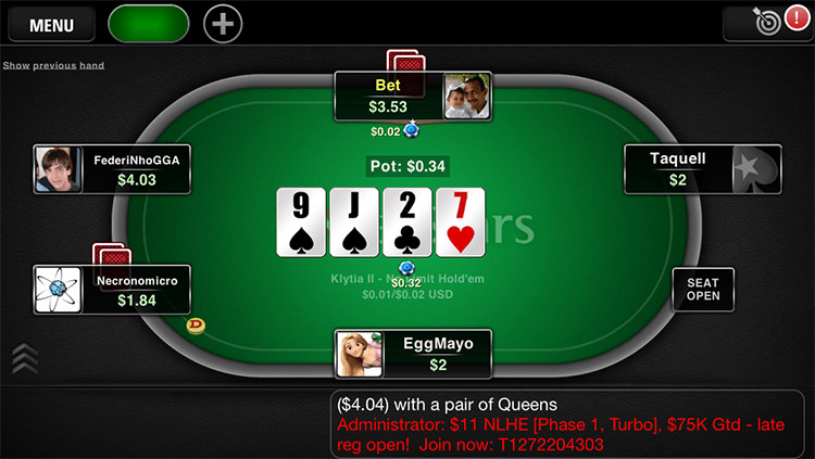 Game đánh bài ăn tiền thật trên điện thoại tại PokerStars